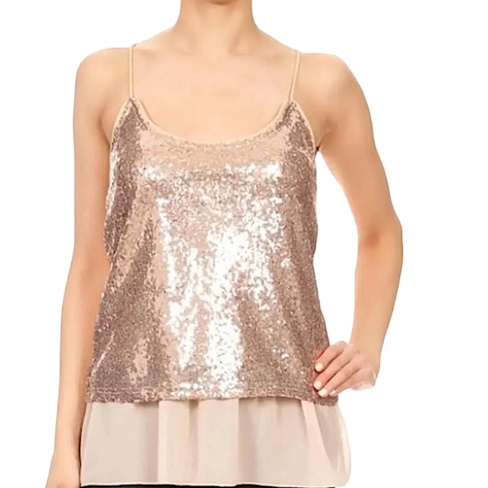 OTHREAD: NWT Sequin Spaghetti Strap Chiffon Blouse -Size Small